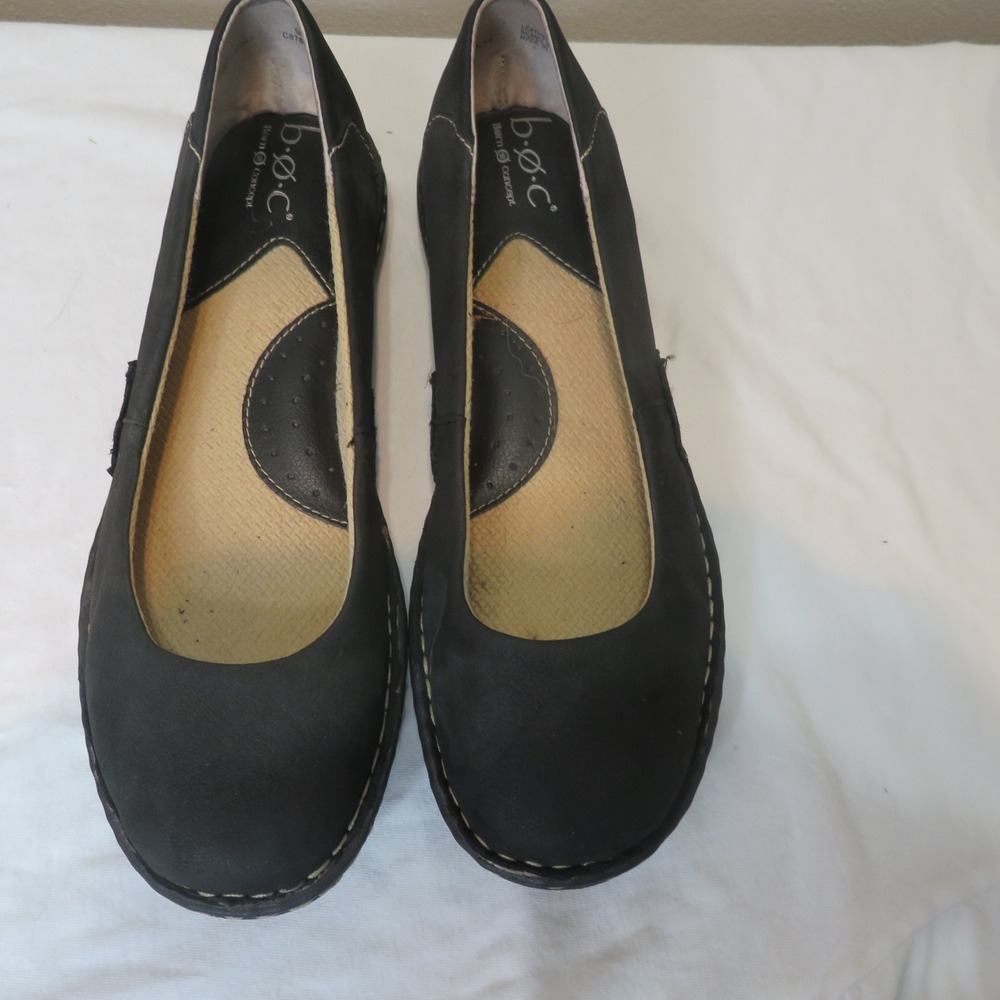 b.o.c. Born Concept Womens Black Leather Ballet Flats Round Toe C87803 Size 9M